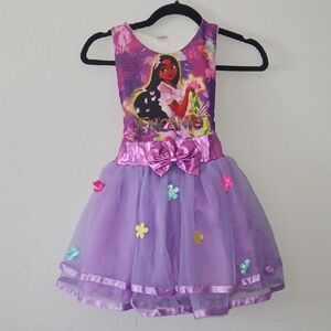 Purple Kids Costume Dress with Floral Accents